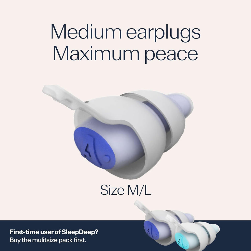 Alpine SleepDeep - Soft Ear Plugs for Sleeping and Concentration - New 3D Oval Shape and Noise Reducing Gel for Better Attenuation - 27 dB - Ideal for Side Sleeper - 1-Pair Reusable: M/L White
