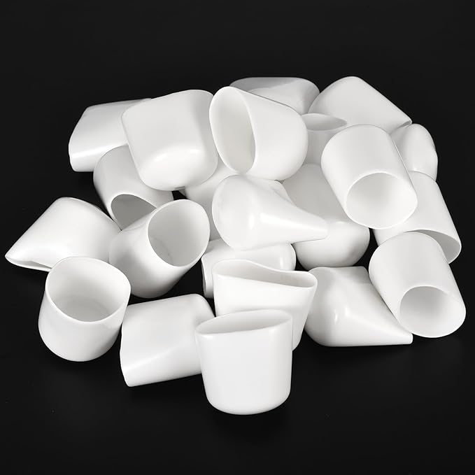 uxcell 20pcs Rubber End Caps 30mm ID Vinyl Round End Cap Cover Screw Thread Protectors White