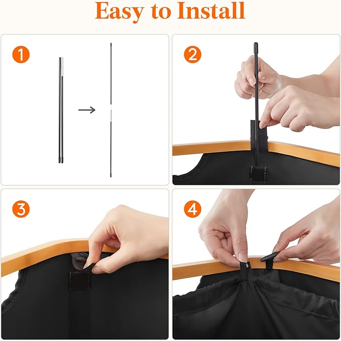 Lifewit 100L Laundry Basket with Lid, Clothes Hampers for Laundry with Bamboo Handles and A Removable Bag, Large Foldable Laundry Hamper for Bedroom, Bathroom, Dorm, Laundry Room, Black