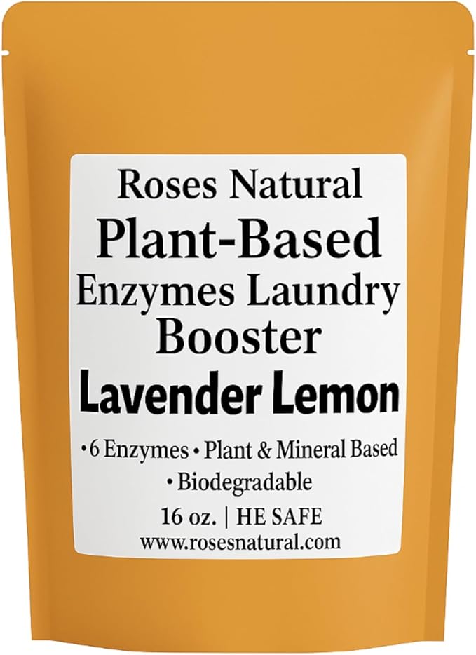 Natural Enzyme Laundry Booster – Lavender Lemon | 6 Enzymes | Biodegradable | HE Safe, Eco-Friendly, Gentle on Skin, Plant & Mineral Based | 16 oz | Made in USA