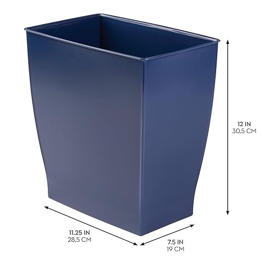 iDesign Small Bathroom Trash Can, Ideal for Primary and Guest Bathroom or Office, Blue, Made in USA