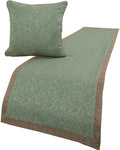 The HomeCentric King/Queen/Twin Blue & Beige Decorative CA King 86"x18" Bed Runner with 2 Pillow Cover, Damask Bed Scarf on Jacquard Fabric - Arabella