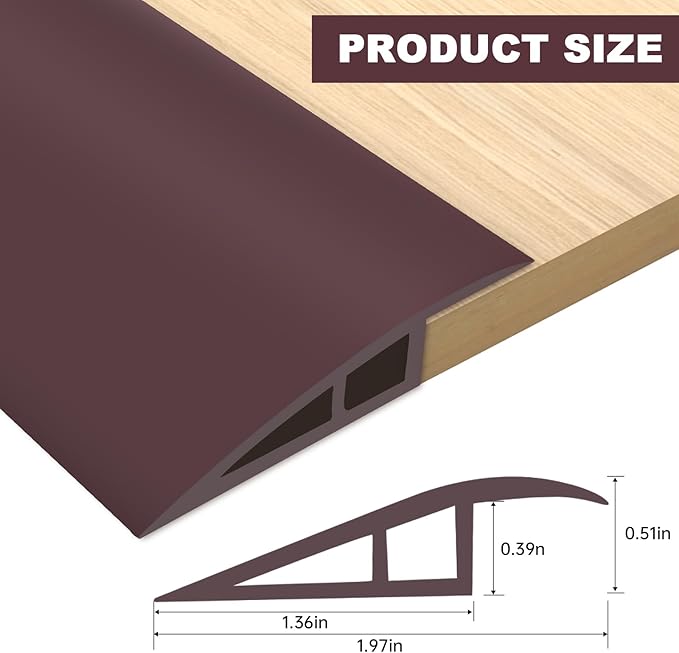 Vinyl Door Threshold Flooring Transition Strip Self Adhesive Carpet Edging Strip for Laminate Doorway Edge Threshold from 1/5" to 2/5" (Coffee, 10 Ft)