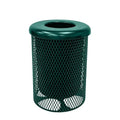COATEDOUTDOORFURNITURE RFT-TXTGRN Heavy Duty Round Trash Receptacle with Flat Top, Liner Included, 32 Gallon, Textured Green, Made in America