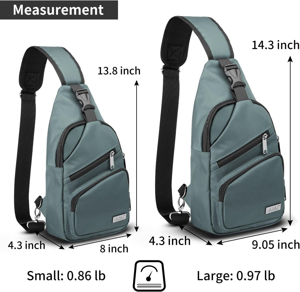 AMJ Crossbody Sling Bag Men Women, Casual Shoulder Backpack, Chest Daypack Satchel for Hiking Travel