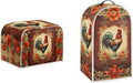 Vintage Chicken Rooster Flower Pattern Appliance Covers Set Washable Kitchen Blender Dust Cover Bread Maker Toaster Cover 4 Slice Kitchen Accessories Size L