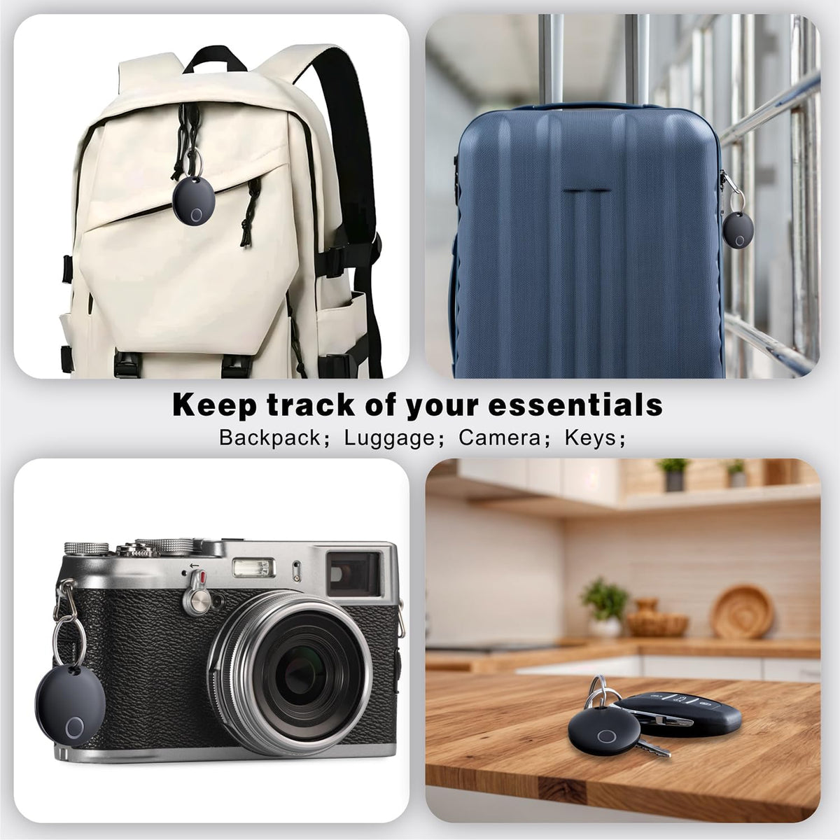 Air Tracker Tags-4 Pack, Smart Bluetooth Tracker Works with Apple Find My (iOS Only), Item Finder Locator for Keys, Luggage, Backpack, IP67 Waterproof