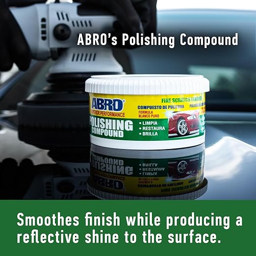 ABRO Superior Performance Car Polishing Compound for Oxidized Finishes, Buff, Shine, Smooth, & Clean, Scratch Remover for Vehicles, Boats, & Bikes - 10 oz.
