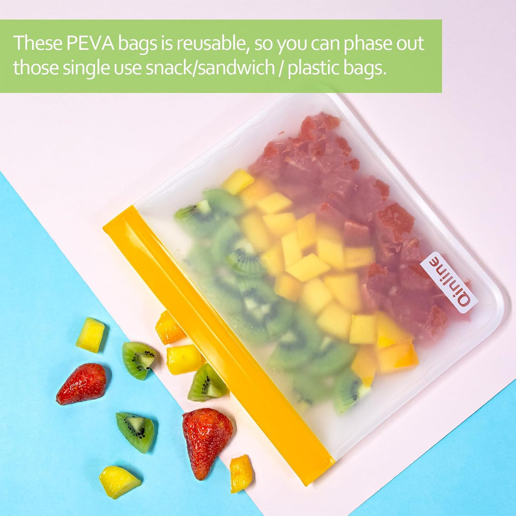 Reusable Food Storage Bags - 10 Pack Freezer Bags, Extra Thick Leakproof Lunch Bags for Salad Fruit Marinate Meats Travel - 10 Sandwich Storage Bag