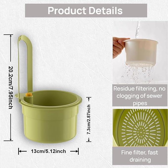 Faucet Hanging Strainer Kitchen Sink Food Waste Catcher Drain Basket, Plastic Kitchen Sink Strainer Automatic Dumping Draining Basket, Food Fruit Vegetable Drain Shelf Sink Storage Holder (Green)