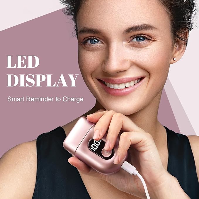 Cordless Electric Shaver for Women: Mini Electric Razors with LED Display - Rechargeable Bikini Trimmer - IPX7 Waterproof Wet Dry Face Razor for Body Pubic Leg (Pink)