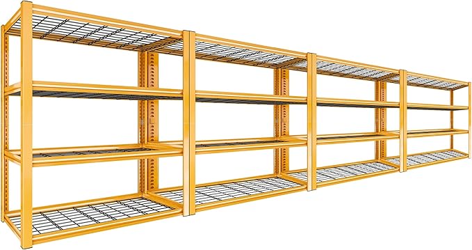 REIBII 40" W Garage Shelving 2240 LBS Storage Shelves Adjustable Heavy Duty Shelving 4 Tier Metal Shelves for Storage for Garage Kitchen Pantry Warehouse Basement 40" W × 19.5" D × 59.5" H, 4 Pack