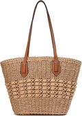 Straw Beach Bags for Women Woven Beach Tote Bag Casual Boho Large Shoulder Handbags Purse for Vacation Holiday