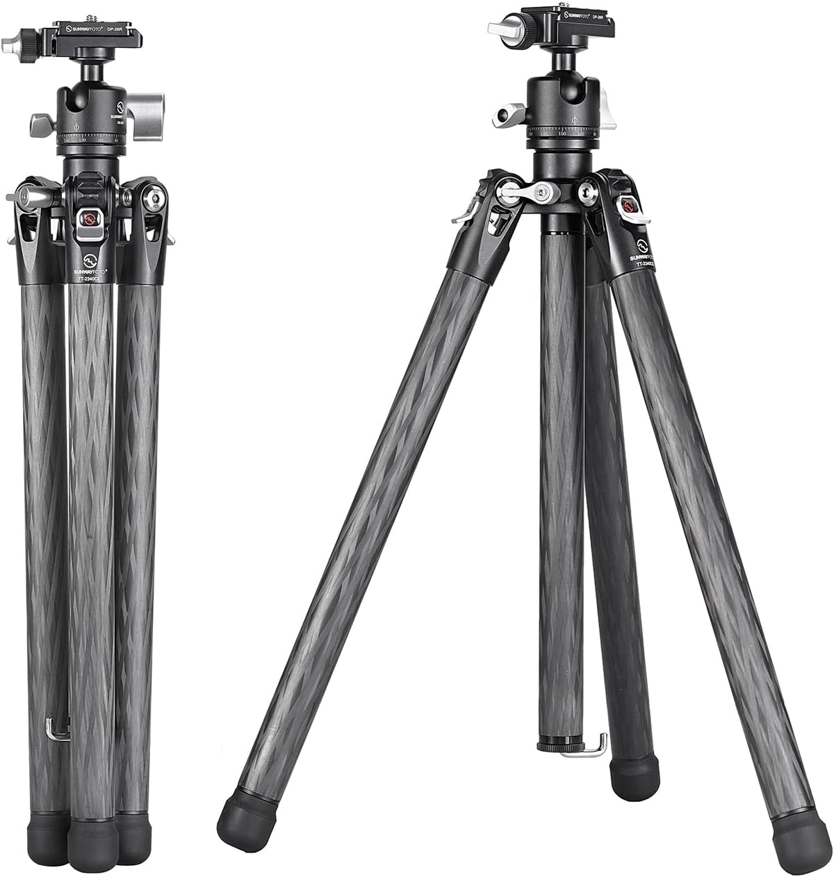 TT2340CE 4-Sections Carbon Fiber Travel Tripod for Ipad, Phone, DSLR Camera, Ideal for vlog Photography, Compact Travel Tripod Lightweight, Small and Short, with 25mm Ball Head