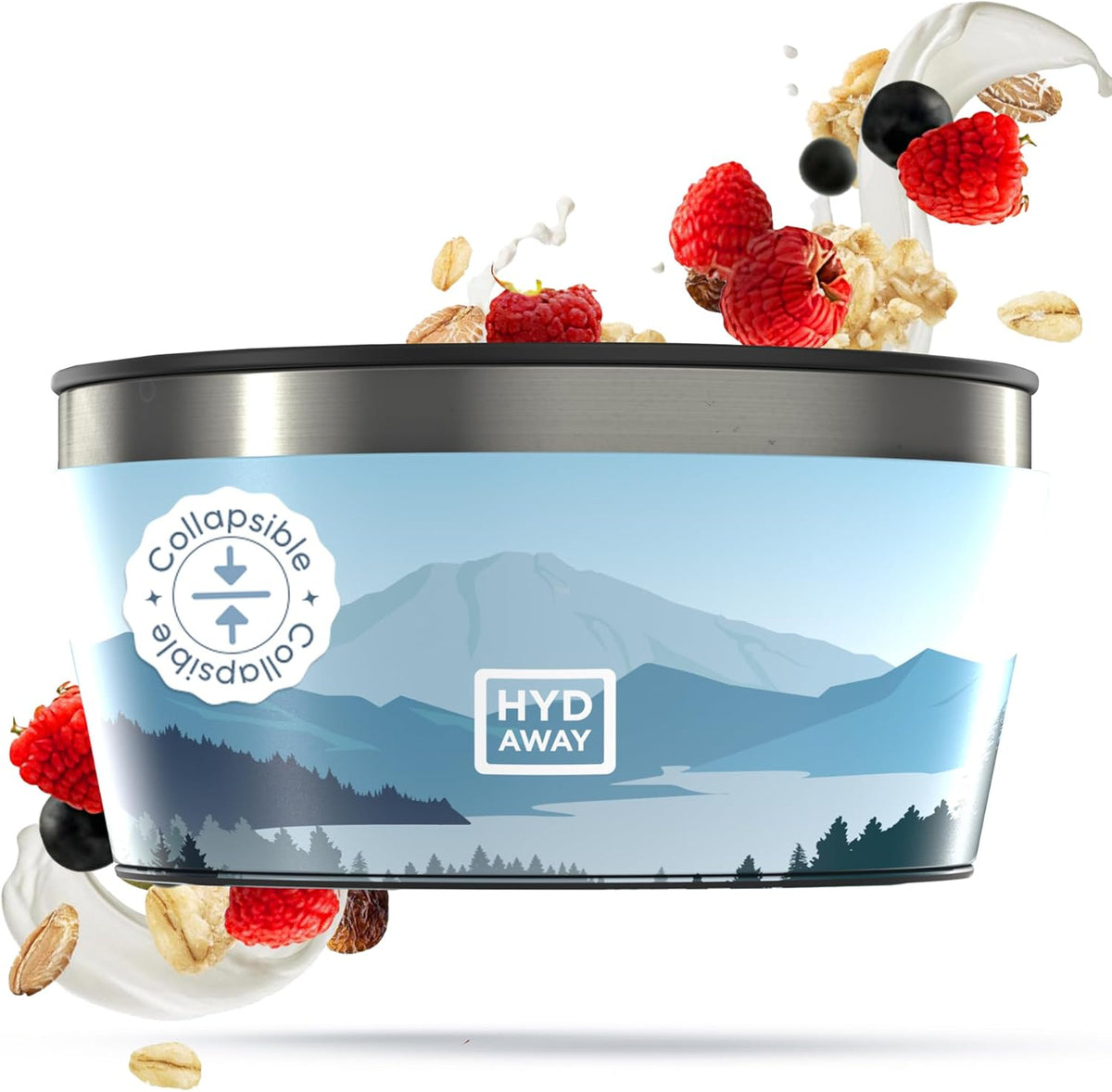 HYDAWAY 1-Quart Collapsible Insulated Bowl with Lid - BPA-Free, Leak-Resistant, Space-Saving Camp Bowl - Ideal for Hiking, Travel & Outdoor Meals