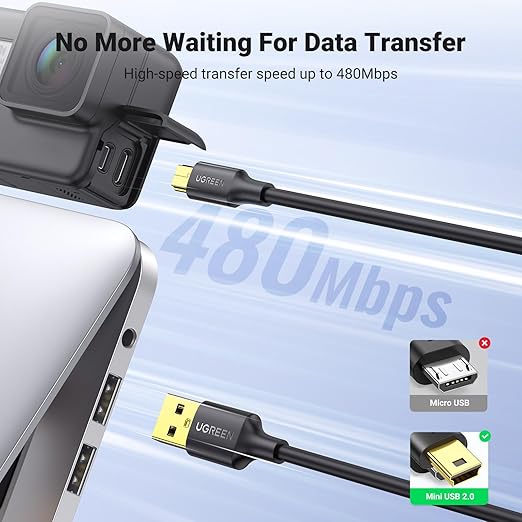 UGREEN Mini USB Cable 3FT,USB Mini 2.0 Cable Cable,Mini USB B Charger Cable Compatible with Garmin Nuvi GPS,SatNav,Dash Cam,Camera,PS3 Controller,Hard Drive,GoPro Hero 3+