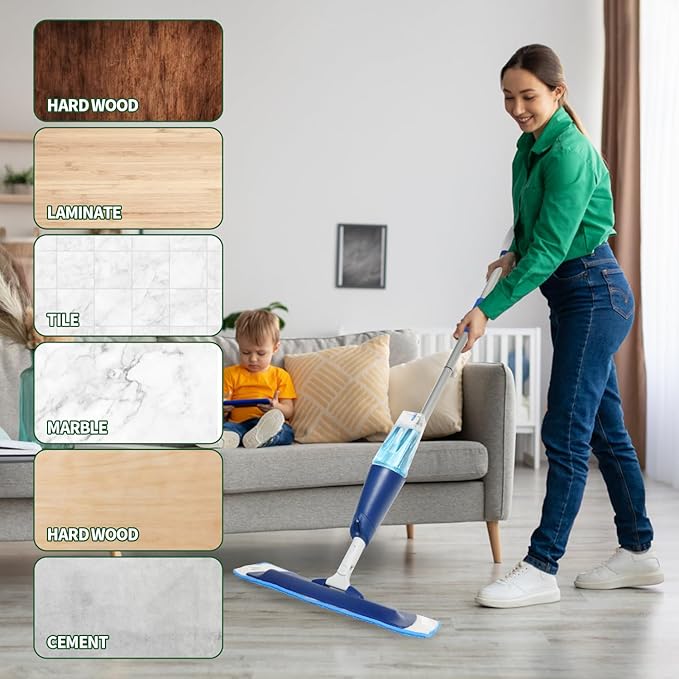 10 Pack Microfiber Cleaning Pads for Bona Mop, Reusable Microfiber Mop Pads for 18 Inch Mop, Hardwood & Hard Surface Floors Replacement Cleaning Mop Pads, Machine Washes