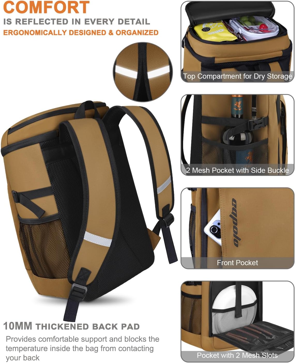 Capolo 36/45 Cans Cooler Backpack Insulated Waterproof for Women Men Lunch Backpack Coolers Leak Proof Soft Cooler Bags