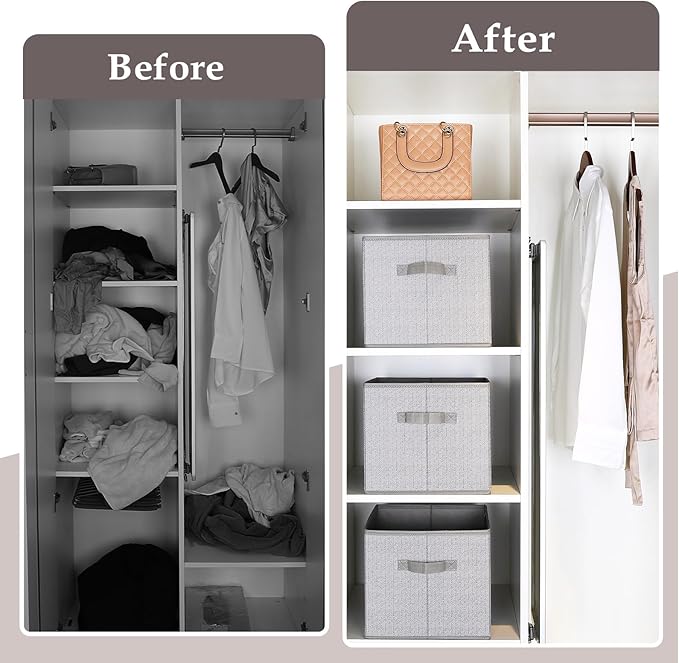 WUIKE Closet Storage Bins, Trapezoid Storage Boxes with Handles, Fabric Storage Baskets for Organizing Clothes, Sheets, Blankets, Decorative Storage Bins (Dark Gray, Extra Large)