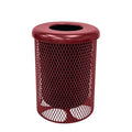COATEDOUTDOORFURNITURE RFT-BUR Heavy Duty 32 Gallon Round Trash Receptacle, Liner Included, Burgundy with Black Flat Top, Made in America