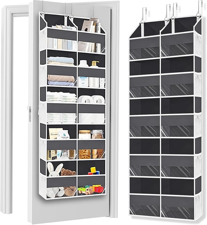 Over the Door Organizer 5 Tiers, Extra Large Behind Door Storage of 10 Compartments, 80 lbs Weight Capacity Over Door Organizer, Door Hanging Organizer for Closet, Diaper Organizer, Room storage