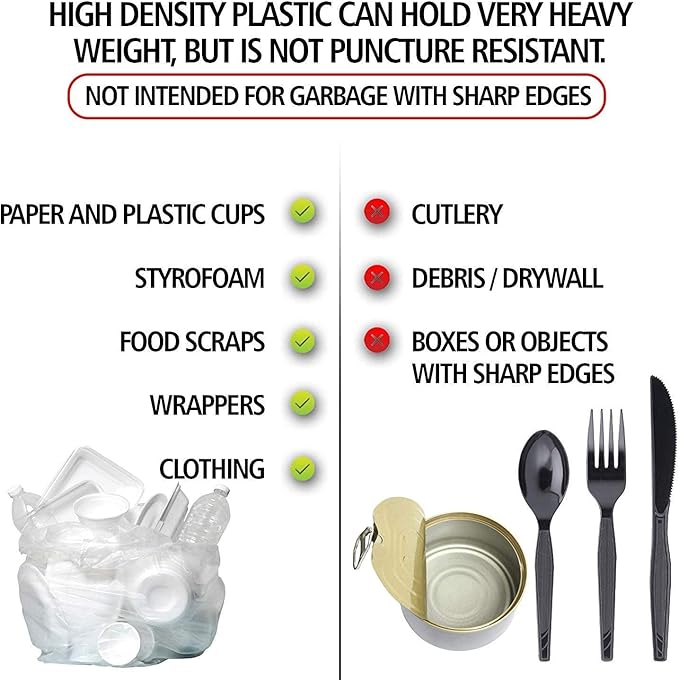 Aluf Plastics High Density Trash Bags, 30 Gallon, 500 Count, 8 Micron (eq), 30" x 37", Clear, for Bathroom, Office, Industrial, Commercial, Janitorial, Municipal, Recycling
