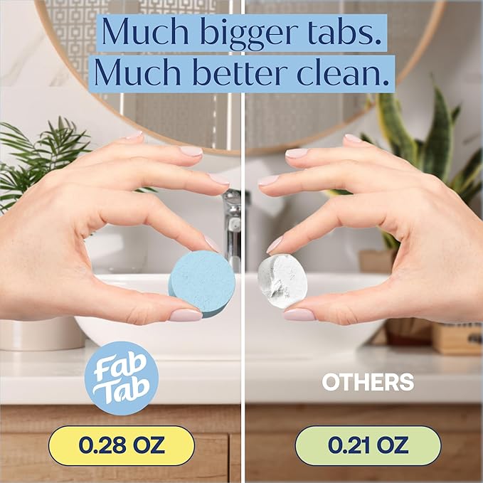 Fab Tab Bowl Cleaning Tablets - Drop-In Formula Removes Rust & Lime Buildup, Lemon Eucalyptus Scent, Septic System Compatible, Individually Wrapped