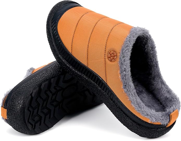 Womens Mens House Slippers Slip on Snow Winter Warm Fully Fur Lined Slippers Indoor Outdoor Shoes