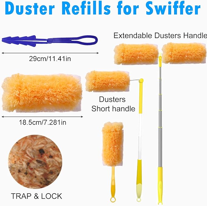 20 Count Heavy Duty Duster Kit for Swiffer Duster, Unscented Disposable Dusters with 1 Handle for Cleaning