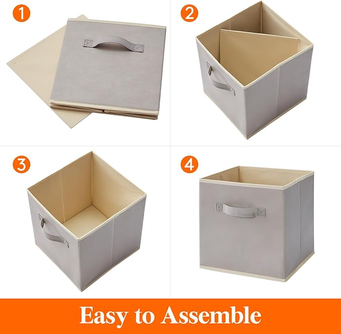 Lifewit 10 Packs Storage Cubes, 11 Inch Cube Storage Bins, Foldable Fabric Bins Multi-color Organizer Bins with Handles, Decorative Organizing Baskets for Shelves, Closet, Storage Room, Light Gray