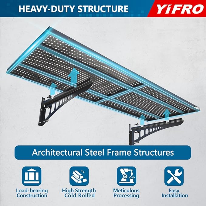 2-Pack 1.5x4ft Heavy Duty Garage Wall Shelving, 500 lbs Load Capacity, Garage Shelving Wall Mounted, Garage Storage Rack with Hooks, Black