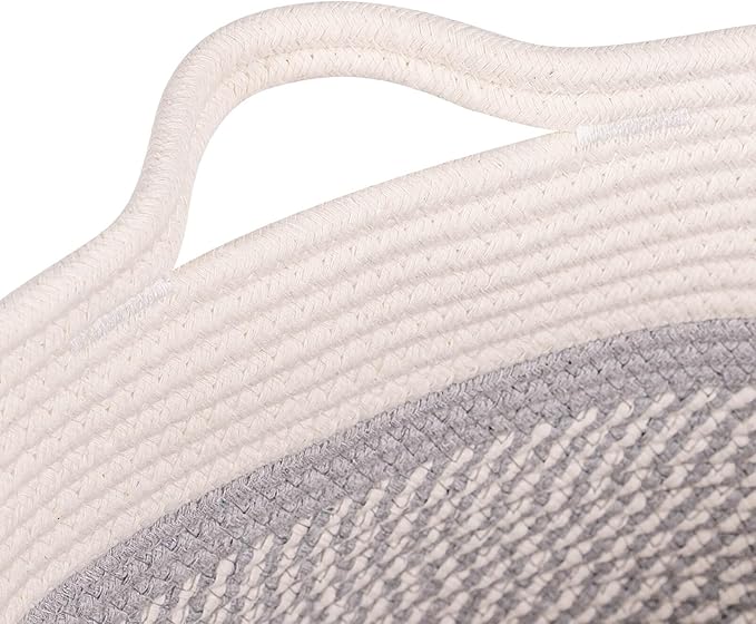 Medium and Large Woven Basket//With Handle, Used for Toys and Fabric Storage Basket used for Storing xl Storage Box, Decorative Storage Box Room 2pack (14L*10W*8.6H White/Gray, 14Lx10Wx8.6H)