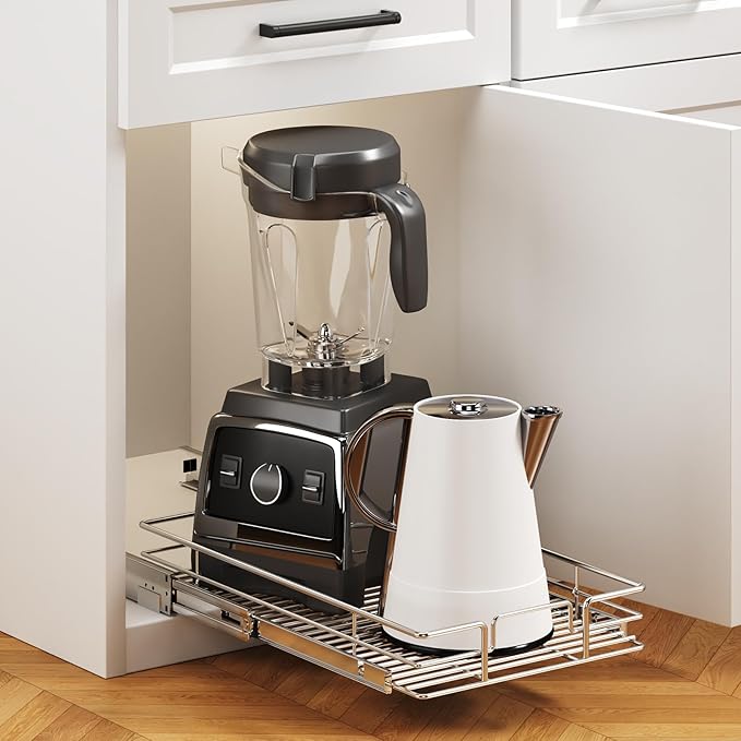 Pull Out Cabinet Organizer 9" W x 21½" D, Heavy Duty Cabinet Pull Out Shelves, Slide Out Drawers Organization for Kitchen Cabinets Bathroom