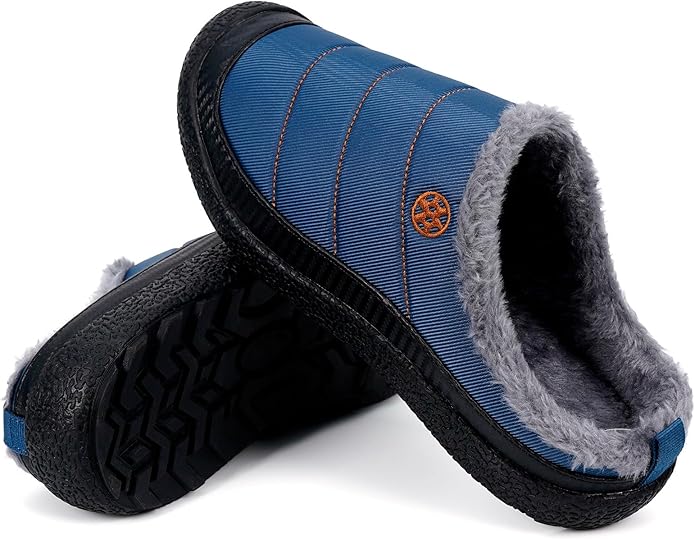 Womens Mens House Slippers Slip on Snow Winter Warm Fully Fur Lined Slippers Indoor Outdoor Shoes