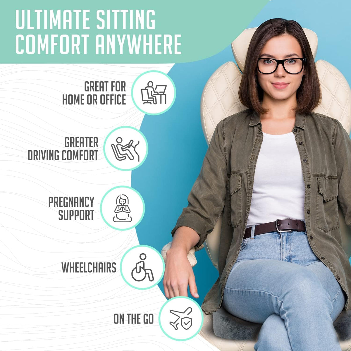 Foldable Sit Bone Seat Cushion - for Sit Bone Pain, Hip, Butt, Ischial Tuberosity, Hamstrings, and Sciatica Pain Relief - for Home, Office, and Driving…