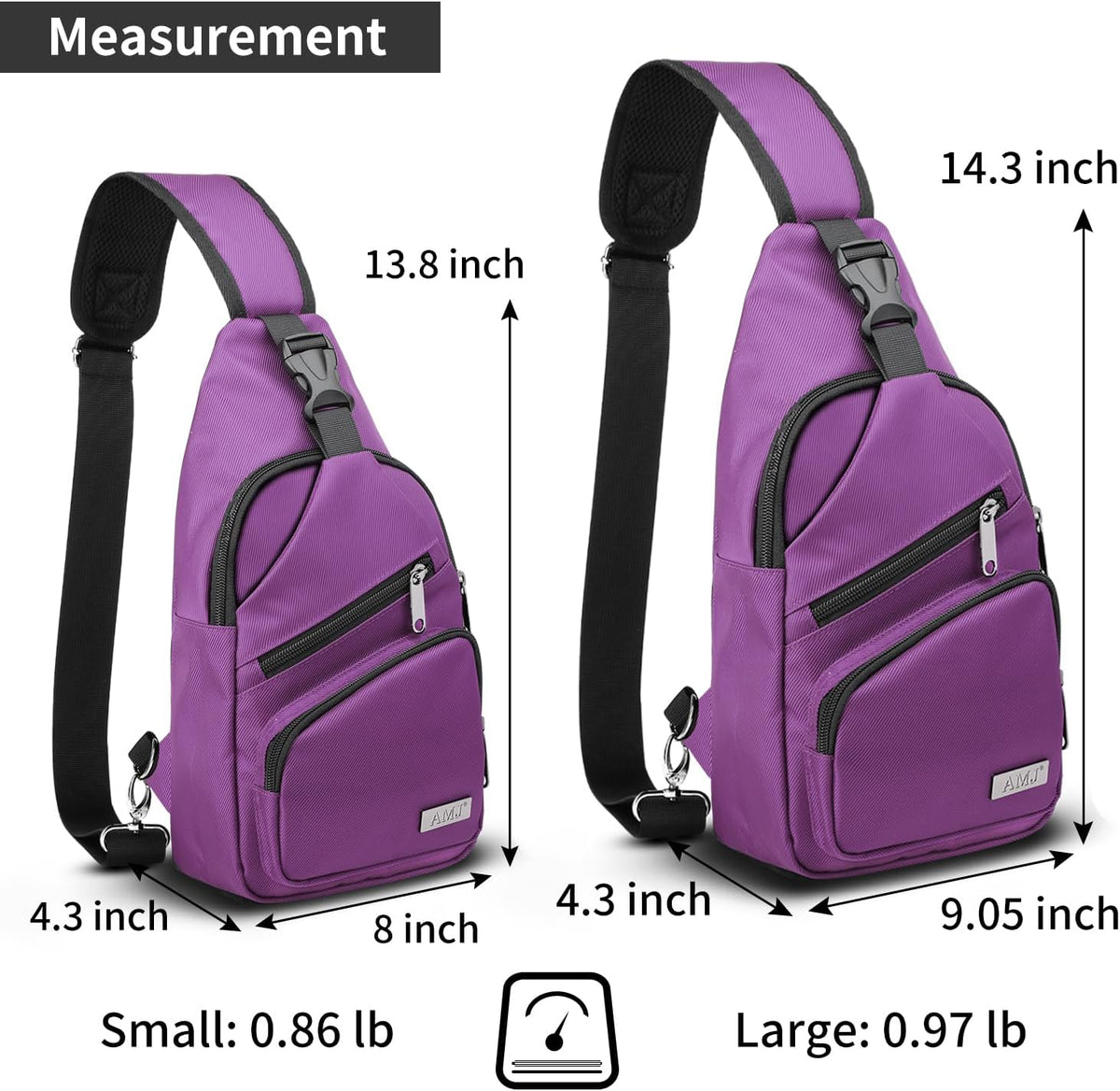 AMJ Crossbody Sling Bag Men Women, Casual Shoulder Backpack, Chest Daypack Satchel for Hiking Travel