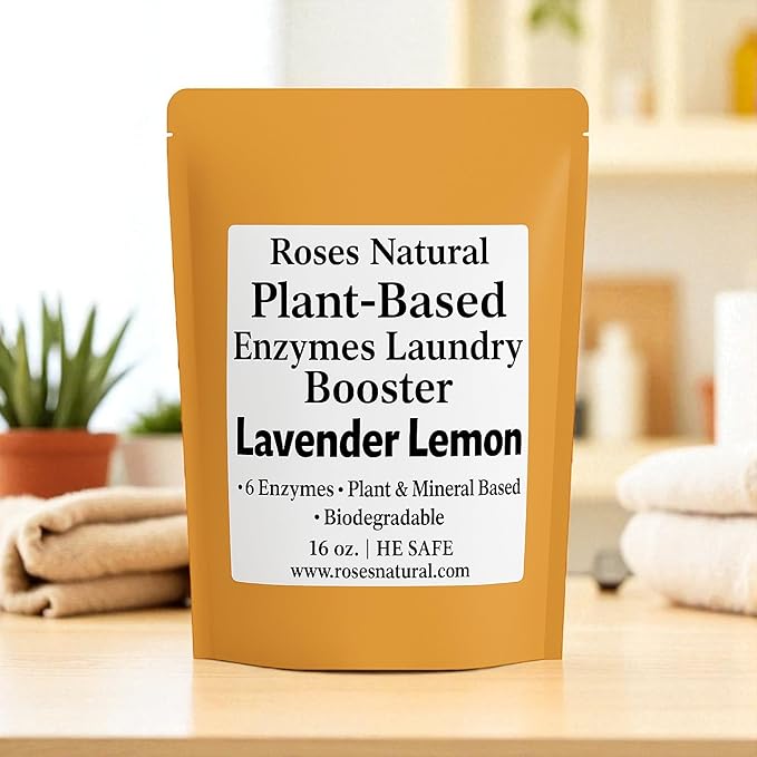 Natural Enzyme Laundry Booster – Lavender Lemon | 6 Enzymes | Biodegradable | HE Safe, Eco-Friendly, Gentle on Skin, Plant & Mineral Based | 16 oz | Made in USA