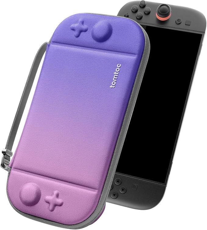 tomtoc Slim Carrying Case for Nintendo Switch 2 Model 2025, Odorless Felt Protective Hard Shell with 12 Game Card Slots, Portable Travel Storage Case with Original Patent and Military Grade Protection