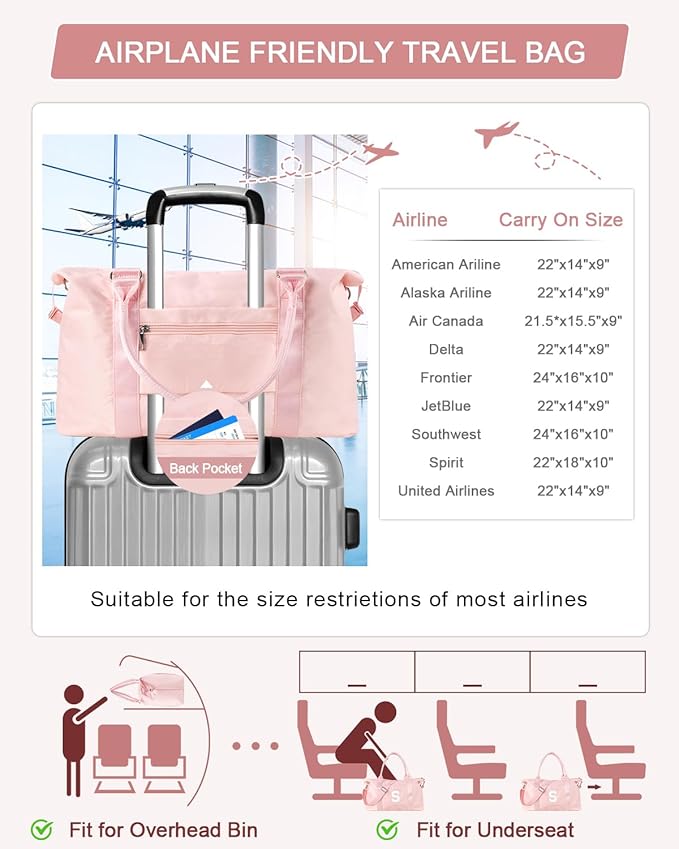 Initial Travel Duffel Bag Sports Gym Bag for Girls Teen Birthday Gifts,Pink Personalized Weekender Bag Carry On Tote Bags for Women Men,Waterproof Overnight Luggage Bag with Trolley Sleeve(Letter S)