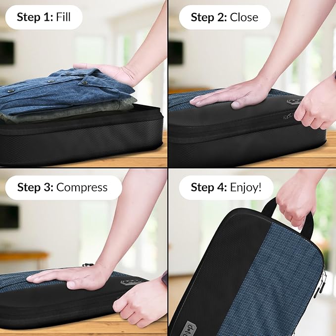 4pc Large Compression Packing Cubes for Travel - Luggage Packing Organizers - Travel Packing Cubes for Suitcases