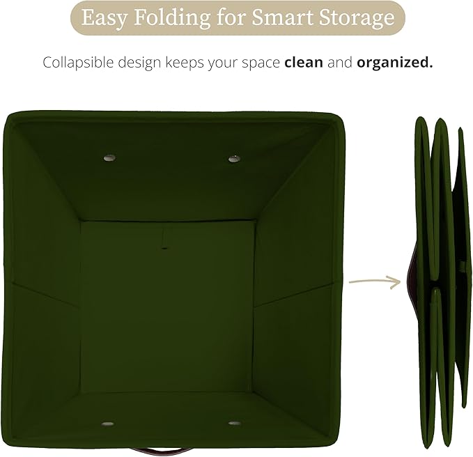 DECOMOMO Storage Cubes, 13x13x13 Storage Cube Bins with Labels, Fabric Organizer Bins (13" / 6pcs, Olive Green)