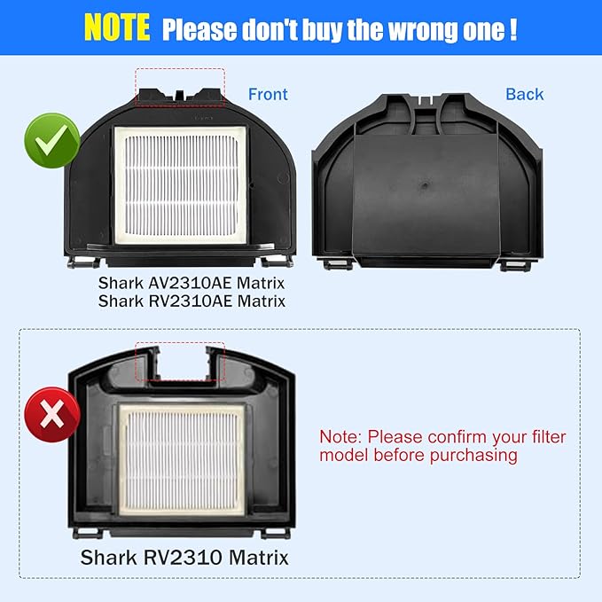 RV2310AE Replacement Parts for Shark AV2310AE/RV2320S/RV2300S/UR2350AE/UR2360S Matrix Robot Vacuum Cleaner,1 Main Brush Roller, 6 Side Brushes, 2 HEPA Filters, 2 Foam Filters(Not for RV2300/RV2310)