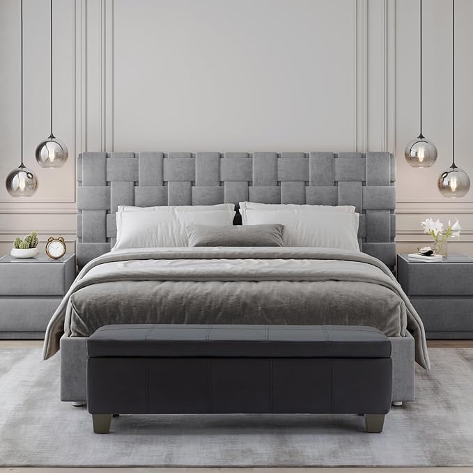51 Inch Black Faux Leather Ottoman with Storage, Rectangular Extra Long Bench, End of Bed Bench with Large Storage for Bedroom, Living Room