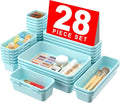 A-LuGei 【28PCS】 Drawer Organizer, Bathroom Organizers and Storage, Makeup organizer, Desk drawer organizer, Storage Bins for Kitchen Office Bedroom Vanity Jewelry Pantry Garage【Black】【4Size】