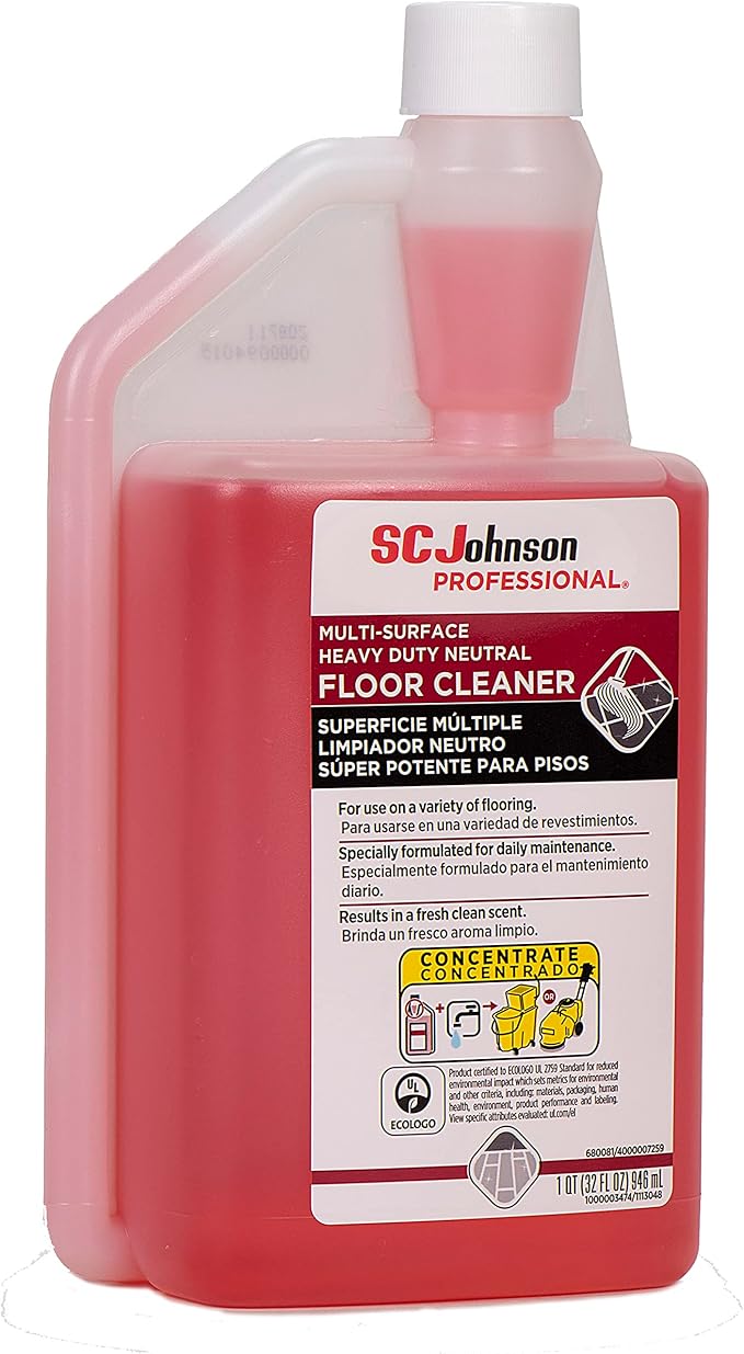 SC Johnson Professional Heavy Duty Neutral pH Floor and Surface Cleaner, Floor Cleaner Concentrate, 32 fl. oz. Bottle, Case of 6, for Professional Use Only