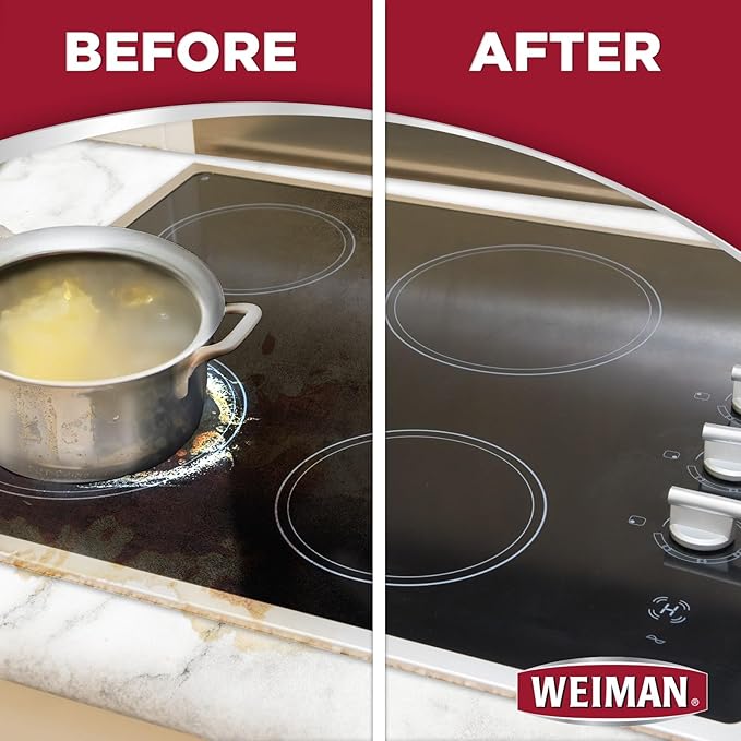 Weiman Ceramic and Glass Cooktop - 10 Ounce - Stove Top Daily Cleaner Kit - 12 Ounce - Glass Induction Cooktop Cleaning Bundle for Heavy Duty Mess Cleans Burnt-on Food