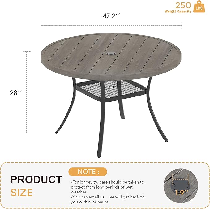 VICLLAX 47.2" Outdoor Round Patio Table