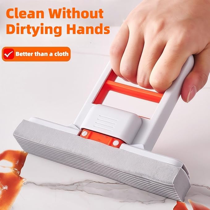 2025 New Disposable Dust Mop with a Mini Foldable Desktop Mop, Multi Surface Cleaning Flat Dust Mop for Dry Wet Disposable Pads for Kitchen Wall Bathroom Toilet Corners (Mini Mop Set)