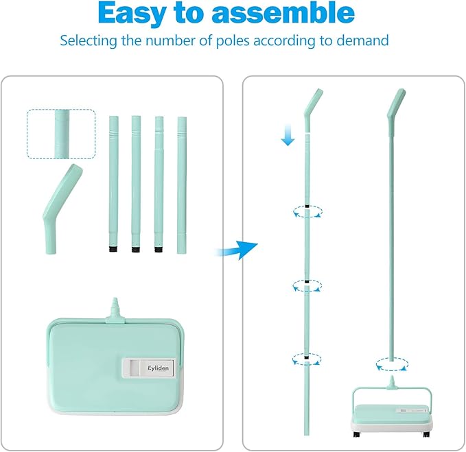 Eyliden Carpet Sweeper, Mini Size Lightweight Hand Push - No Noise, Non-Electric, Easy Manual Sweeping Only for Carpet Cleaning (Mint)