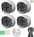 iBetterLife Adhesive Towel Holder for Kitchen - 4 Pack Dish Towel Hooks for Cabinet, Push Hand Towel Hanger, Dish Cloth Rag Holder for Home Bathrooms, Kitchens, Garages, RV, Within Easy Reach, Grey
